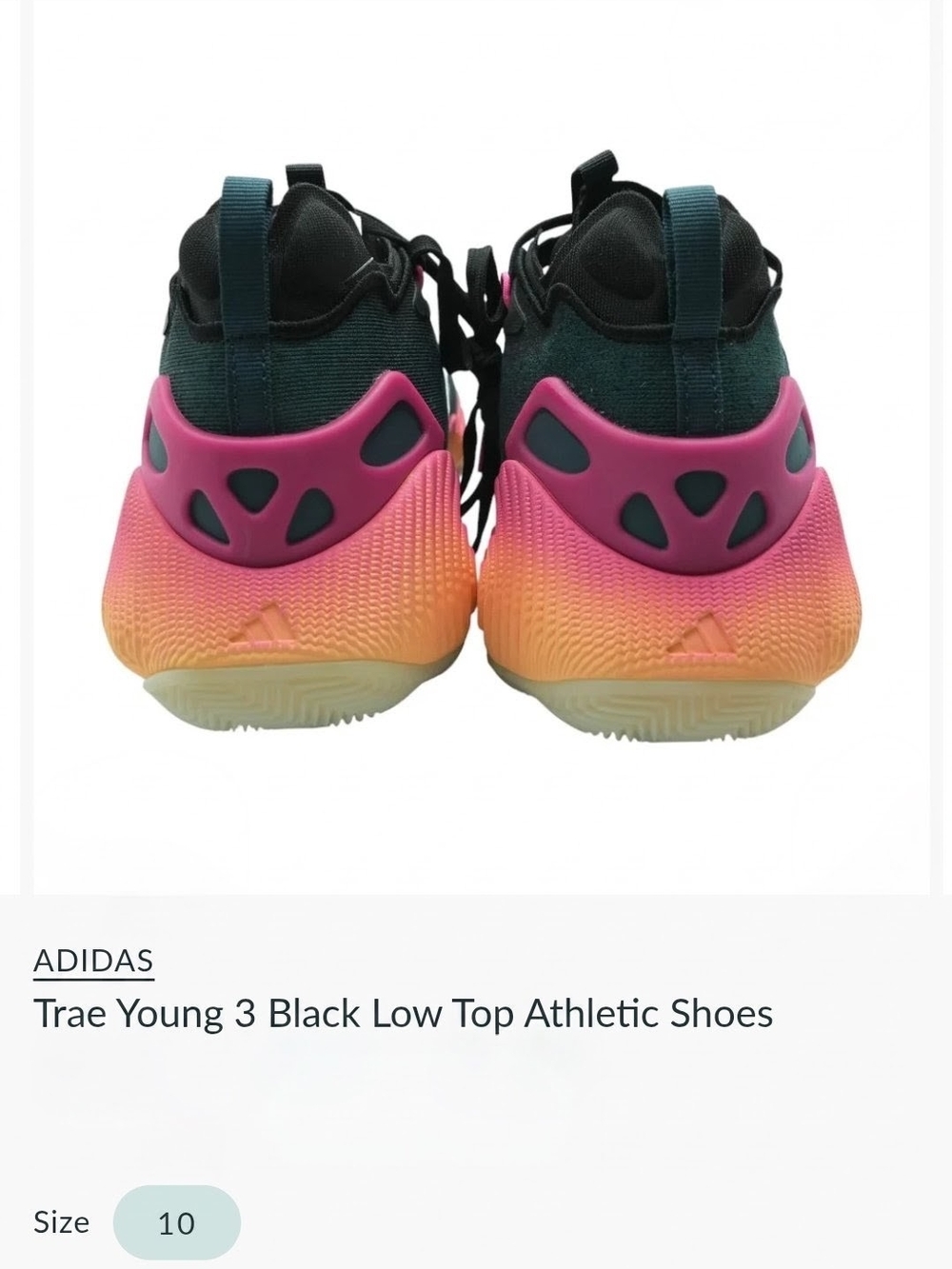 adidas Kids Trae Young 3 Athletic Shoes in Black with Pink and Orange Gradient